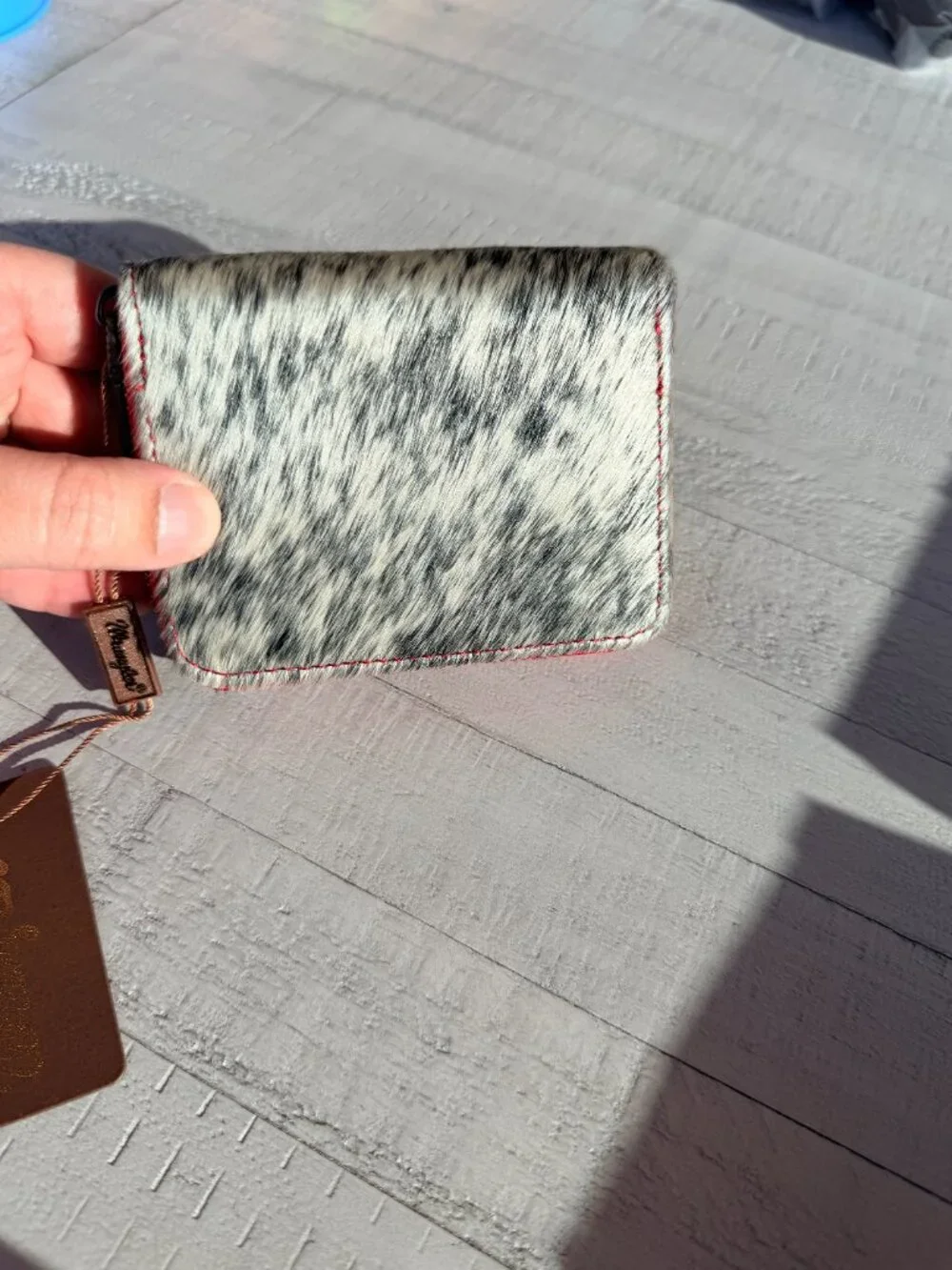 Wrangler Genuine Hair-On Cowhide Zip-Around Wallet - Red